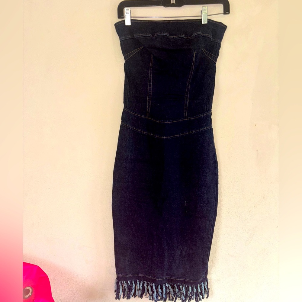 Jean Strapless Dress Y2K